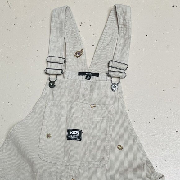 Vans Overalls Womens Medium Corduroy Floral Emroidered Ground Work Skate Party - Picture 3 of 12